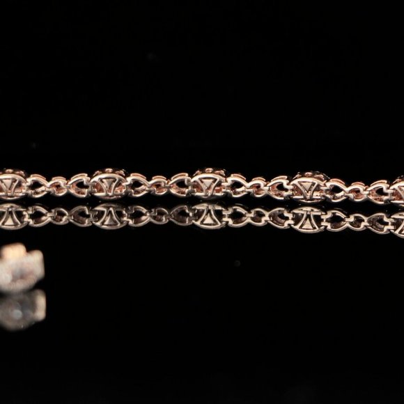 Levian 14k Rose Gold Peach Morganite Chocolate White Diamond Tennis 7" Bracelet - Picture 2 of 4